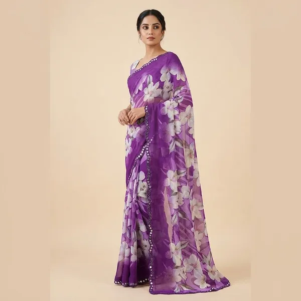 Purple_Fancy_Georgette_Premium_Saree_And_Mirar_For_Women