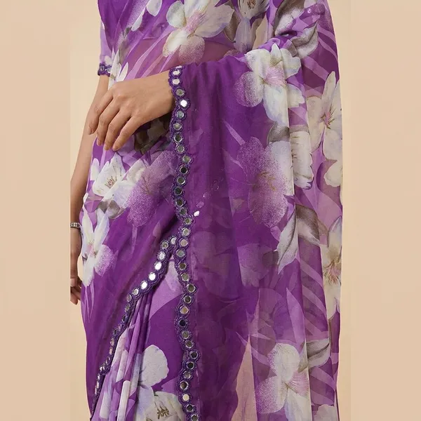 Purple_Fancy_Georgette_Premium_Saree_And_Mirar_For_Women