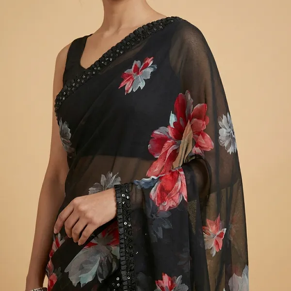 Taladara's_New_Fancy_Georgette_Premium_Saree_With_Frill_Lace_For_Women