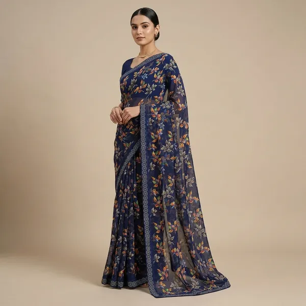Taladara's_New_Georgette_Printed_Premium_Saree_Heavy_Diamond_Border_For_Women