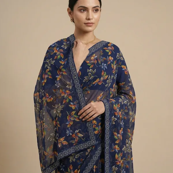 Taladara's_New_Georgette_Printed_Premium_Saree_Heavy_Diamond_Border_For_Women