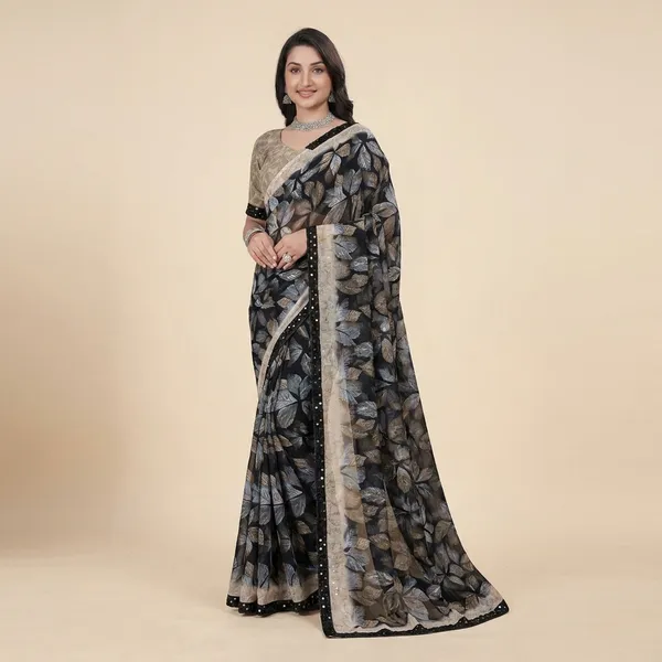 Taladara's_New_Georgette_Printed_Premium_Saree_Lace_Border_For_Women