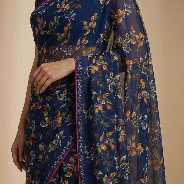 Taladara's_New_Georgette_Printed_Lace_Or_Diamond_Border_Premium_Saree_For_Women