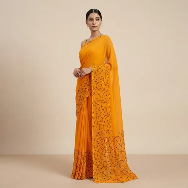 Orange_Georgette_Printed_Premium_Saree_For_Women