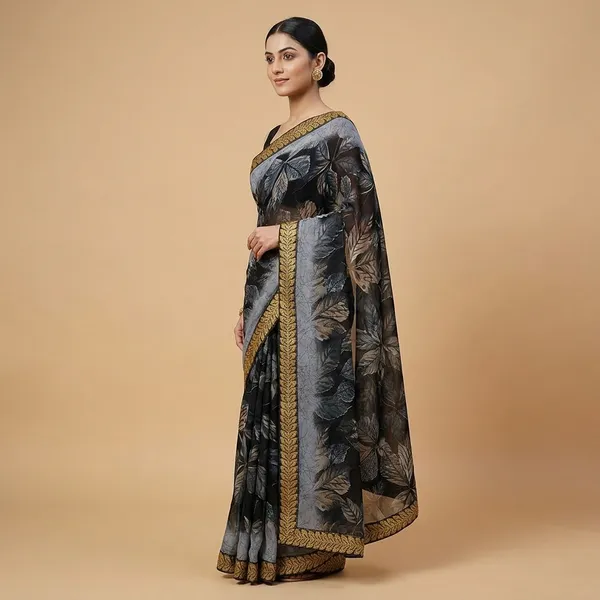 Black_Georgette_Printed_Premium_Saree_With_Lace_For_Women