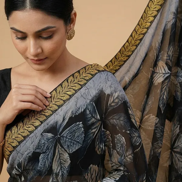 Black_Georgette_Printed_Premium_Saree_With_Lace_For_Women