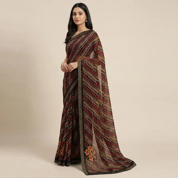 Taladara's_New_Georgette_Printed_Premium_Saree_With_Lace_For_Women
