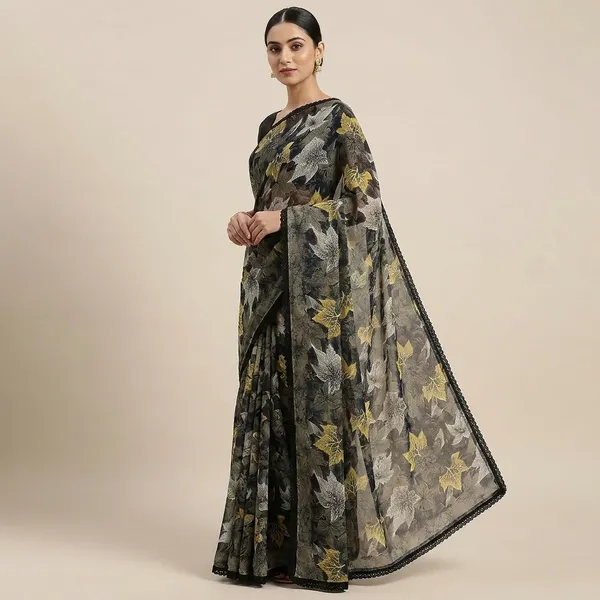 Taladara's_New_Georgette_Printed_Saree_With_Lace_For_Women