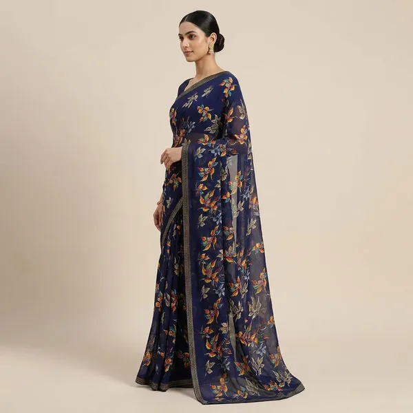 Navy_Blue_Printed_Georgette_Premium_Saree_With_Lace_For_Women
