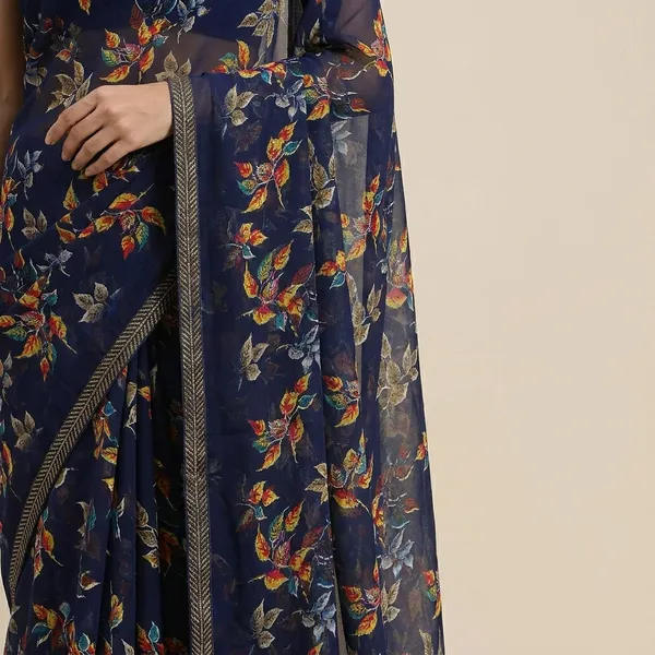 Navy_Blue_Printed_Georgette_Premium_Saree_With_Lace_For_Women