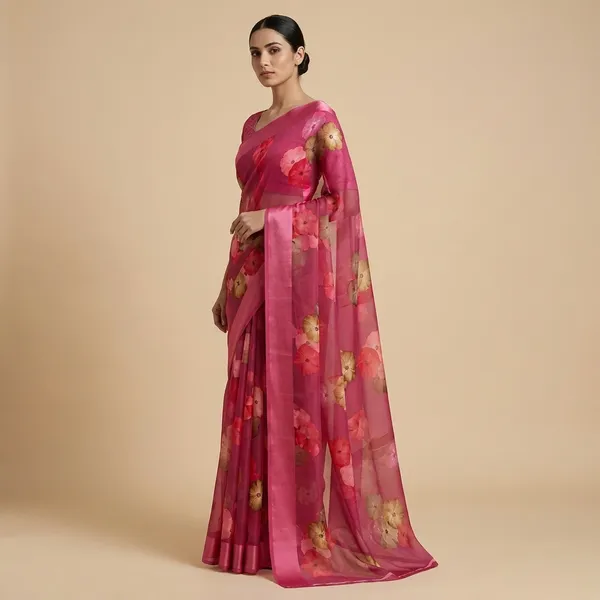 Taladara's_New__Georgette_Satin_Pata_Premium_Saree_For_Women