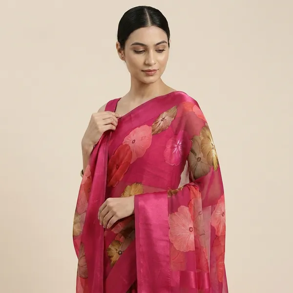 Taladara's_New__Georgette_Satin_Pata_Premium_Saree_For_Women