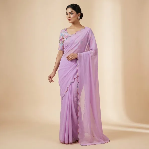 Lavender_Sath_Gram_Premium_Saree_With_Printed_Blouse_For_Women