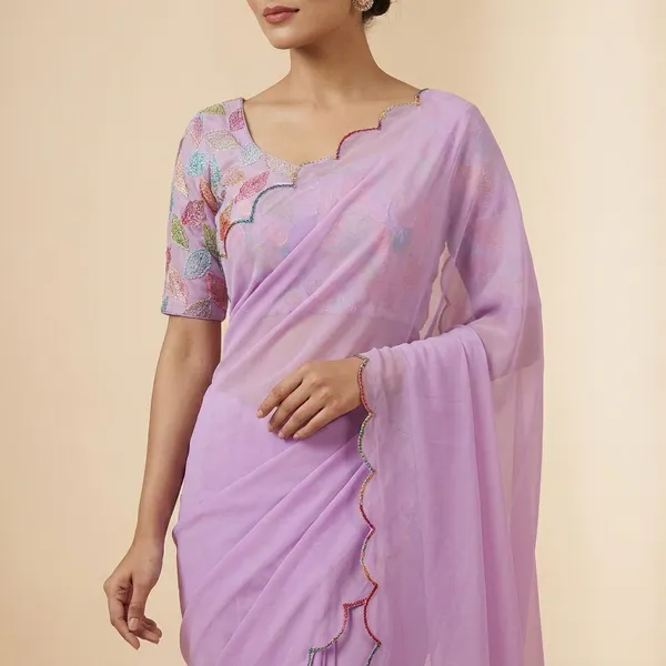 Lavender_Sath_Gram_Premium_Saree_With_Printed_Blouse_For_Women