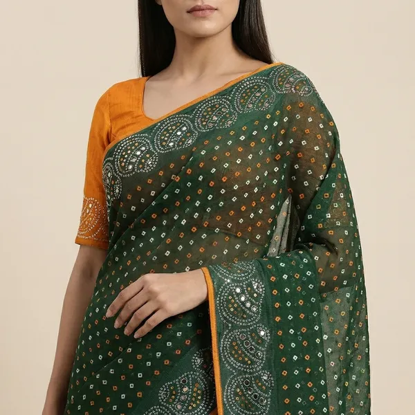 Taladara's_New__Fancy_Georgette_Premium_Saree_With_Embedded_Stones_And_Added_Blouse_For_Women