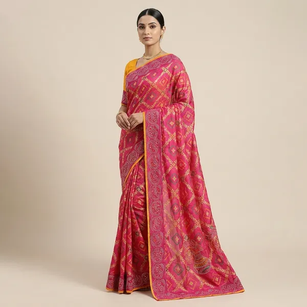 Taladara's_New__Fancy_Solo_Premium_Saree_With_Embedded_Stones_And_Added_Blouse_For_Women