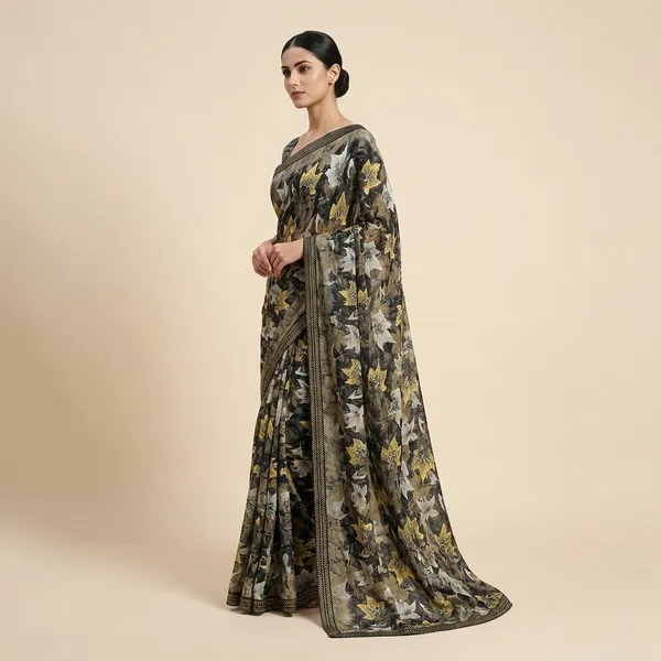 Taladara's__New_Fancy_Georgette_Printed_Lace_Border_Saree_For_Women