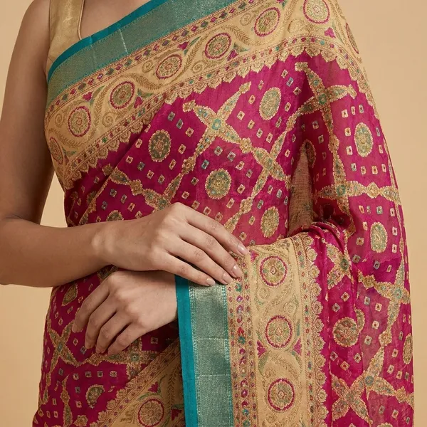 Pink_Brasso_Chiffon_Premium_Saree_With_Ethnic_Pattern_For_Women