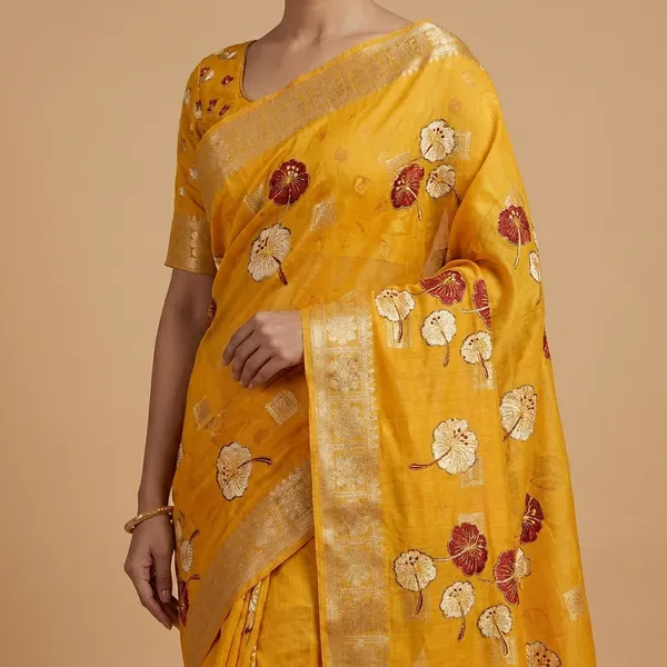 Taladara's_New_Fancy_Yellow_Cotton_Printed_Premium_Saree_For_Women