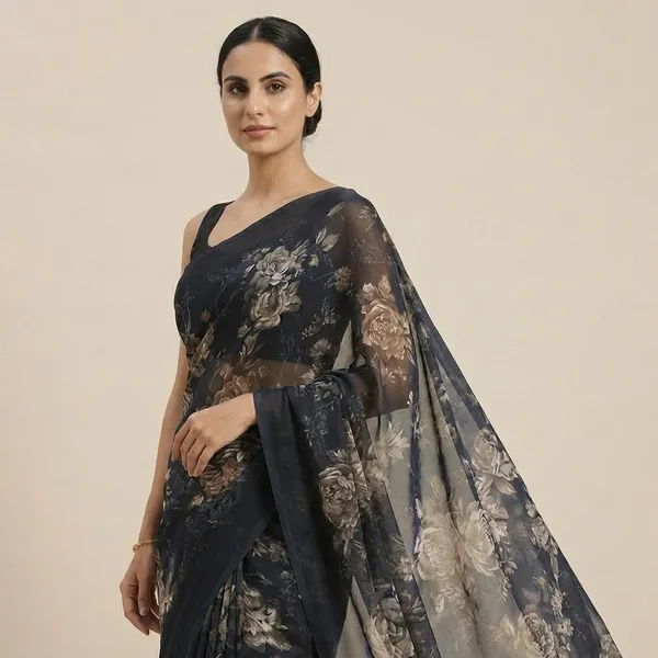 Black_Georgette_Printed_Premium_Saree_For_Women
