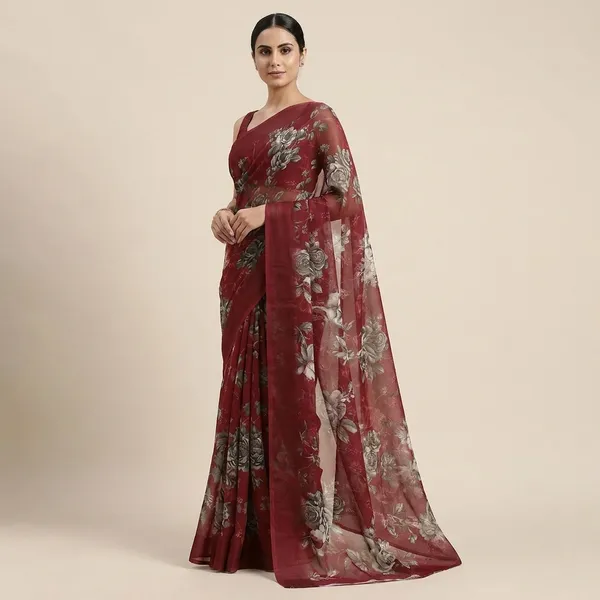 Maroon_Georgette_Printed_Premium_Saree_For_Women