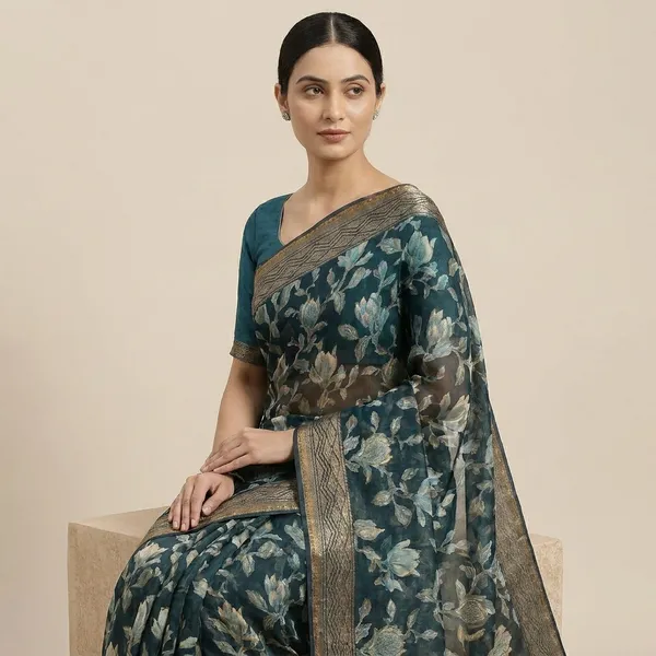 Multicolor_Fancy_Heavy_Brasso_Printed_Premium_Saree_And_Diamond_Border_Premium_Saree_For_Women