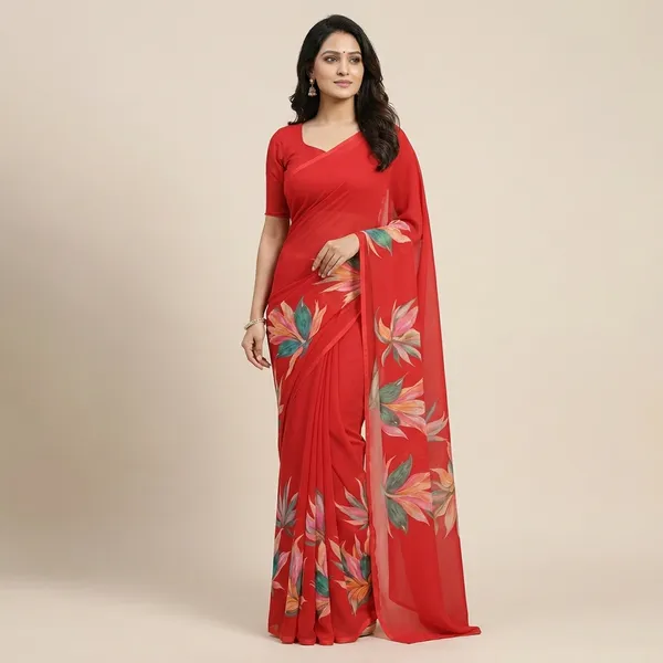 Red_Heavy_Georgette_Printed_Premium_Saree_For_Women