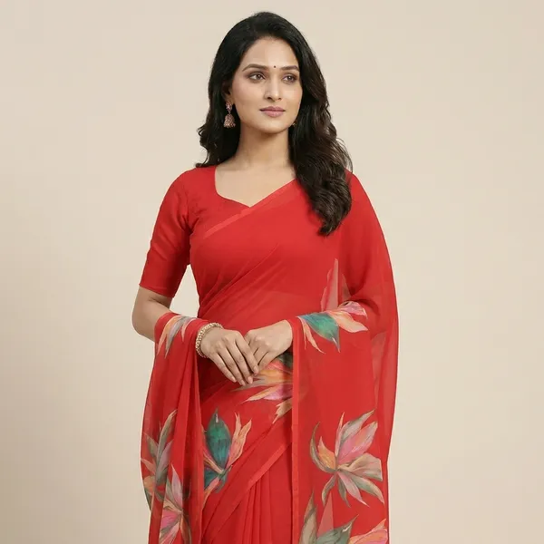 Red_Heavy_Georgette_Printed_Premium_Saree_For_Women