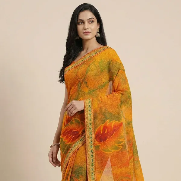 Orange_Georgette_Printed_Premium_Saree_With_Lace_For_Women