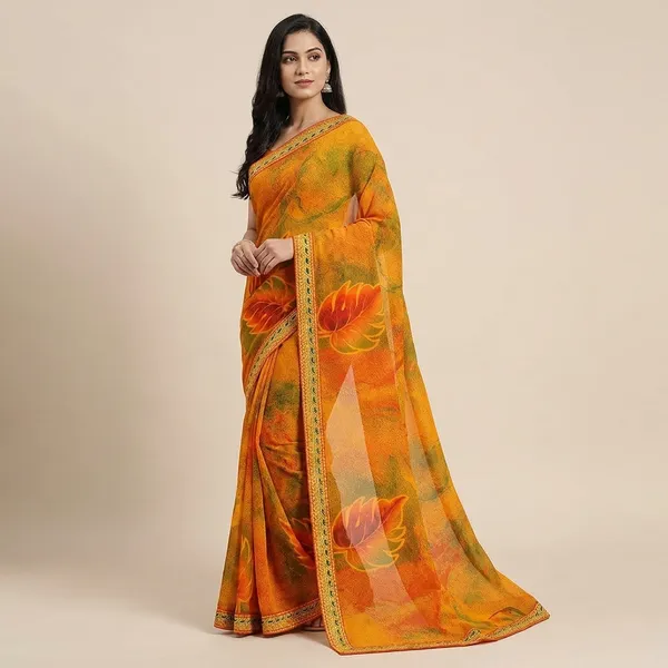 Orange_Georgette_Printed_Premium_Saree_With_Lace_For_Women