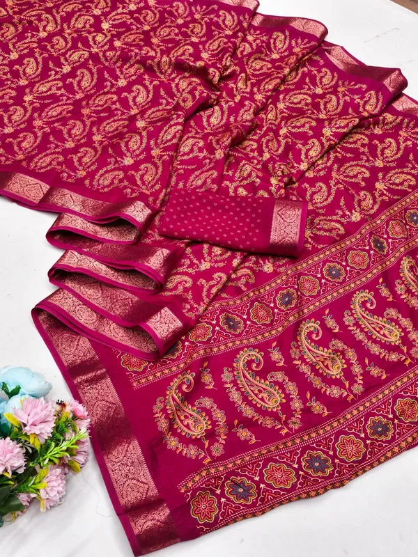 Taladara's_New_Dola_Silk_Printed_Saree_With_Unstiched_Blouse