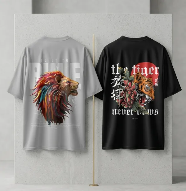 Fujju_Built_To_Rise_Gray_Oversized_T_Shirt_300_Gsm_100_Cotton_And_Fujju_Made_For_Legend_Black_Oversized_T_Shirt_300_Gsm_100_Cotton_Combo_Pack_Of_2