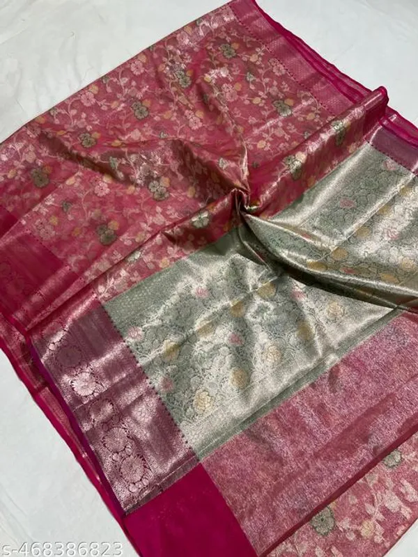 Rani_Pink_Banarasi_Silk_Saree_With_Tissue_Jaal_Design