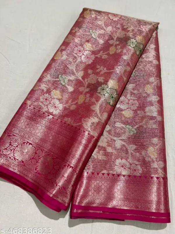 Rani_Pink_Banarasi_Silk_Saree_With_Tissue_Jaal_Design