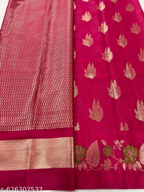 Cherry_Banarasi_Silk_Saree_With_Golden_Zari_Floral_Design