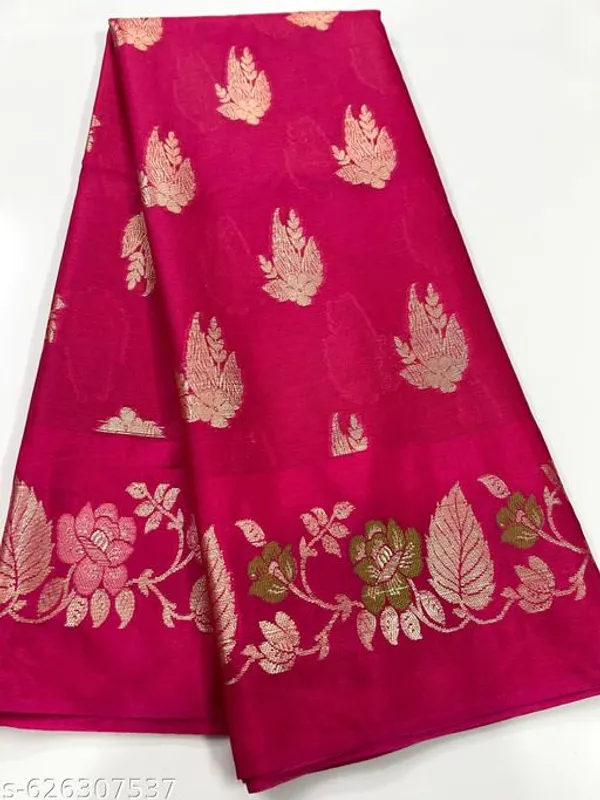 Cherry_Banarasi_Silk_Saree_With_Golden_Zari_Floral_Design