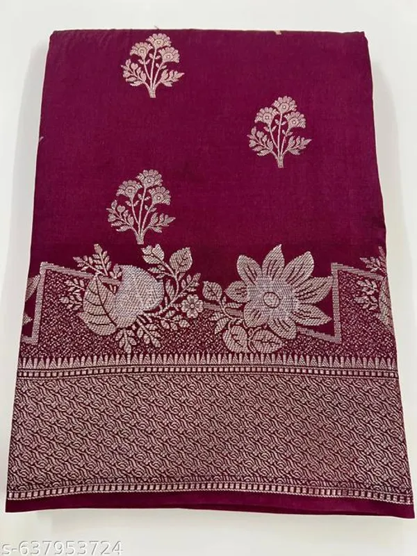 Wine_Banarasi_Silk_Saree_With_Rich_Pallu_&_Blouse_Piece