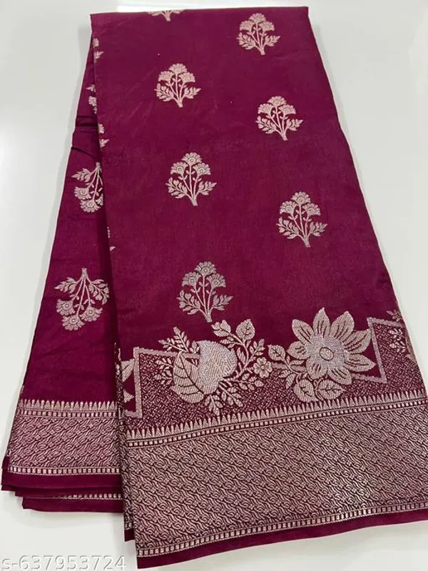 Wine_Banarasi_Silk_Saree_With_Rich_Pallu_&_Blouse_Piece