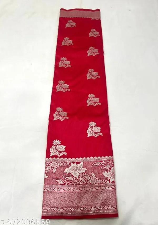 Bridal_Red_Banarasi_Silk_Saree_With_Silver_Zari_Floral_Weaving