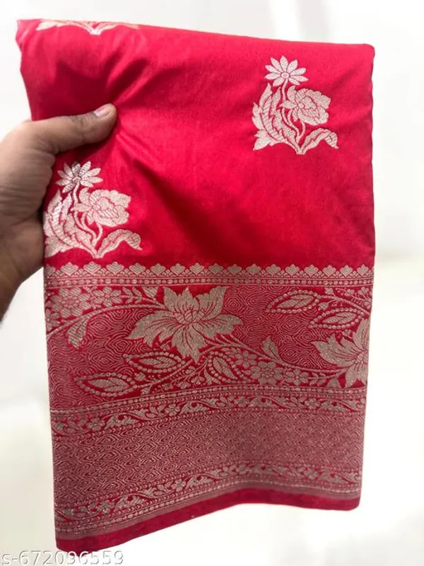 Bridal_Red_Banarasi_Silk_Saree_With_Silver_Zari_Floral_Weaving
