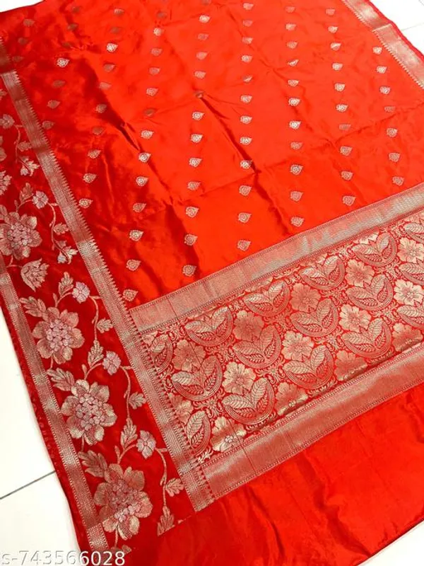 Bhagwa_Orange_Banarasi_Silk_Saree_For_Wedding_Wear