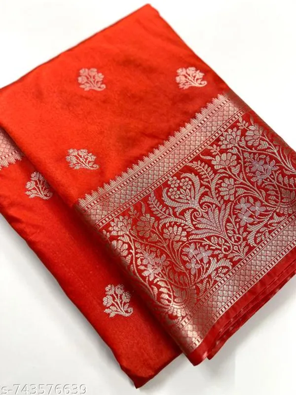 Bhagwa_Orange_Banarasi_Silk_Saree_With_Rich_Zari_Work