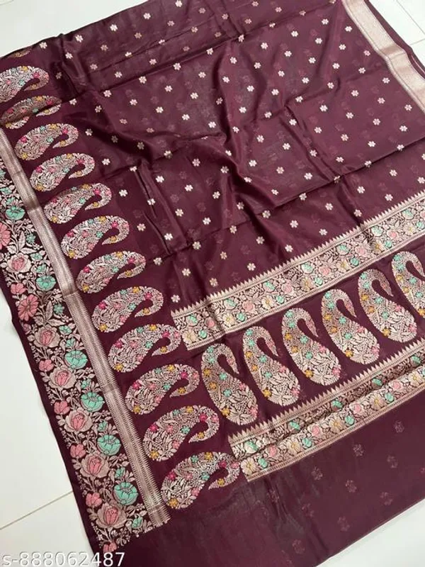 Maroon_Banarasi_Silk_Saree_With_Floral_Paisley_Work