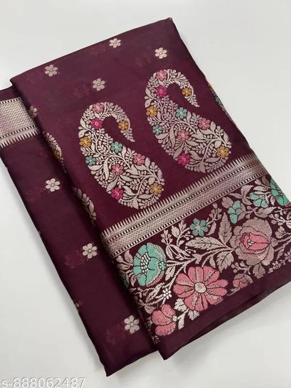 Maroon_Banarasi_Silk_Saree_With_Floral_Paisley_Work