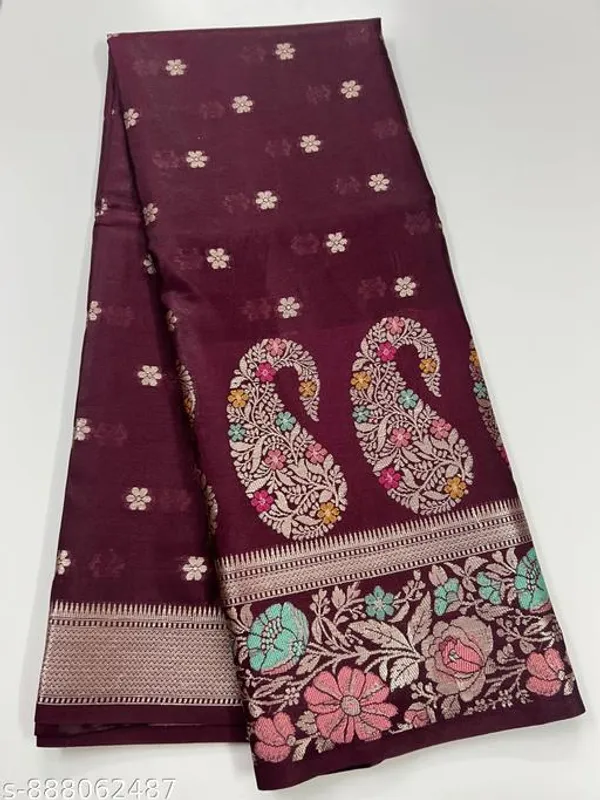 Maroon_Banarasi_Silk_Saree_With_Floral_Paisley_Work