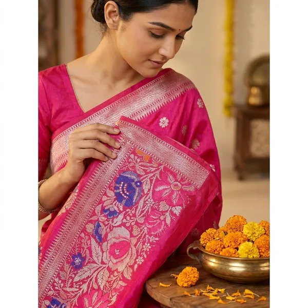 Cherry_Red_Banarasi_Silk_Saree_With_Meena_Work_Design