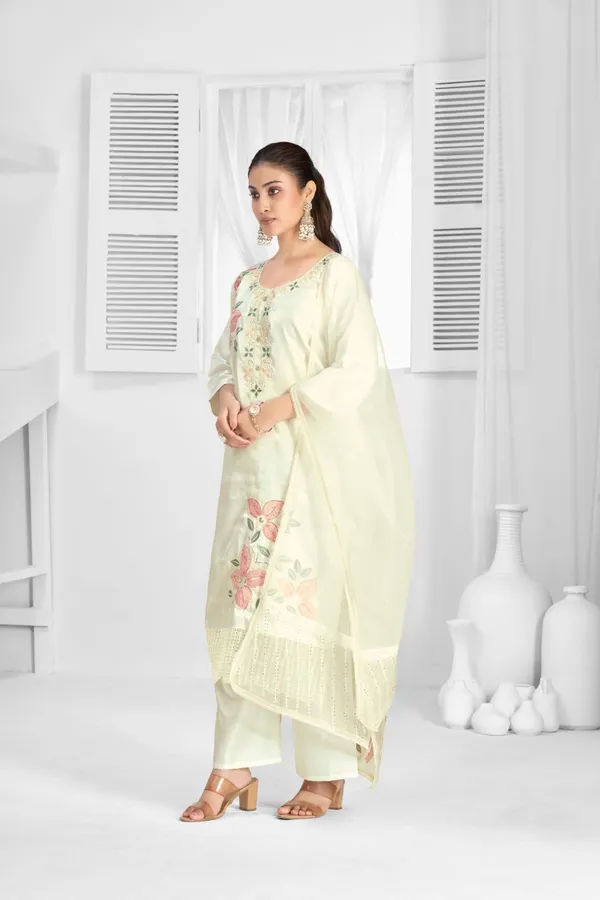 White_Organza_Silk_Premium_Kurta_Sets_For_Women
