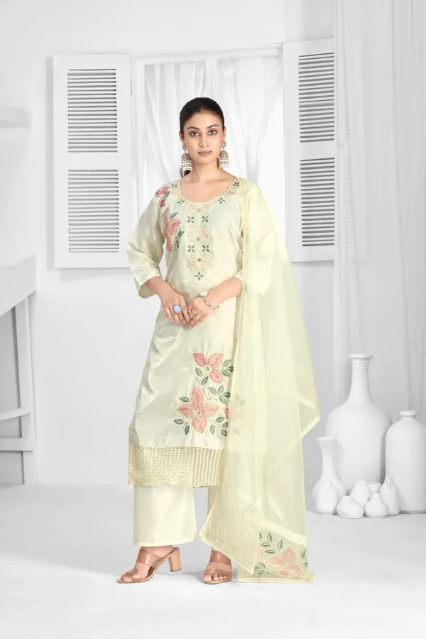 White_Organza_Silk_Premium_Kurta_Sets_For_Women