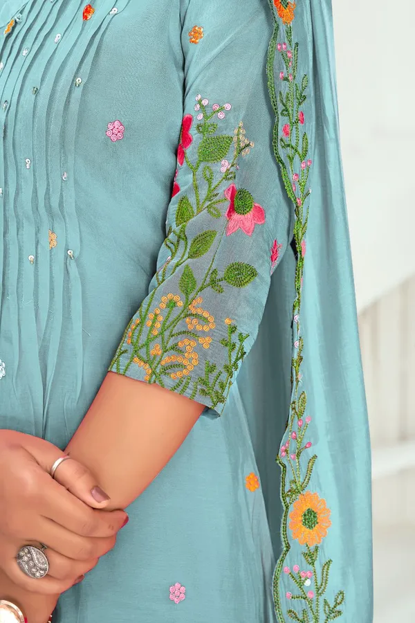 Ice_And_Blue_Chanderi_Silk_Premium_Kurta_Sets_For_Women