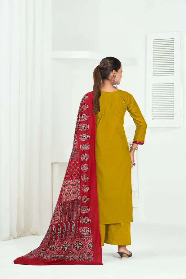 Yellow_And_Red_Pure_Cotton_Premium_Kurta_Sets_For_Women